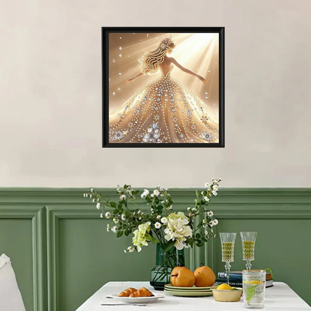 Diamond Painting - Partial Special Shaped Drill - Golden Fairy Gown(Canvas|30x30cm)