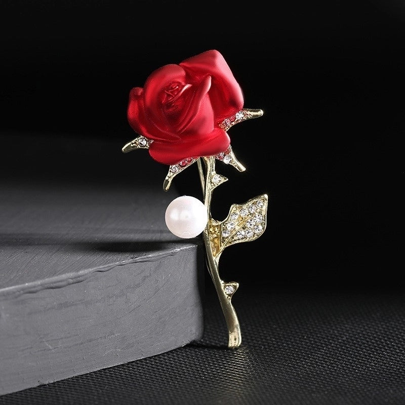 Fashion Pin Flower Alloy Plating Inlay Artificial Gemstones Pearl Women’S Brooches