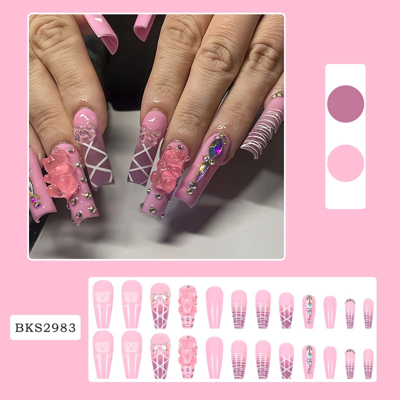 Retro Solid Color Star Starry Sky Leopard PVC Press-on Nails 1 Set