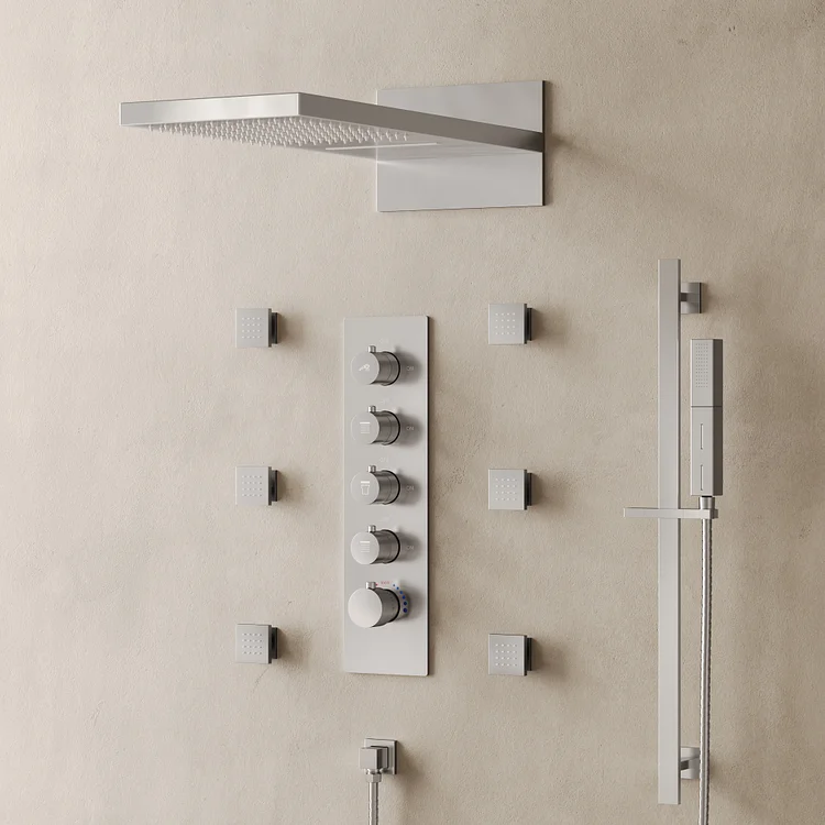 22" Dual-Function Wall-Mount Shower System with Handheld and Body Jets | SFS-1030-NK22