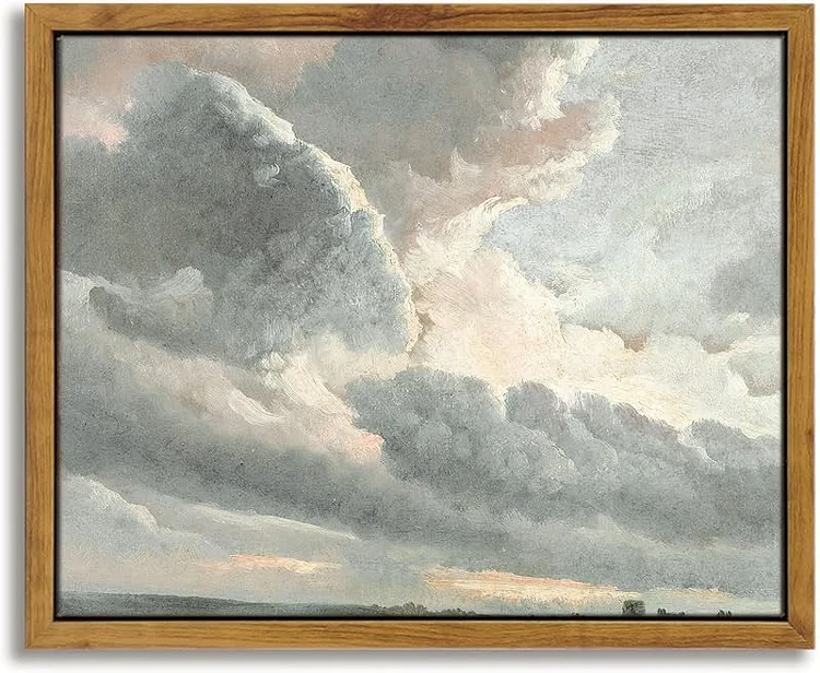 InSimSea Framed Canvas Wall Art, Landscape Wall Art, Study of Clouds Painting, Modern Farmhouse Decor, Rustic Wall Decor for Living Room, Bedroom, Office