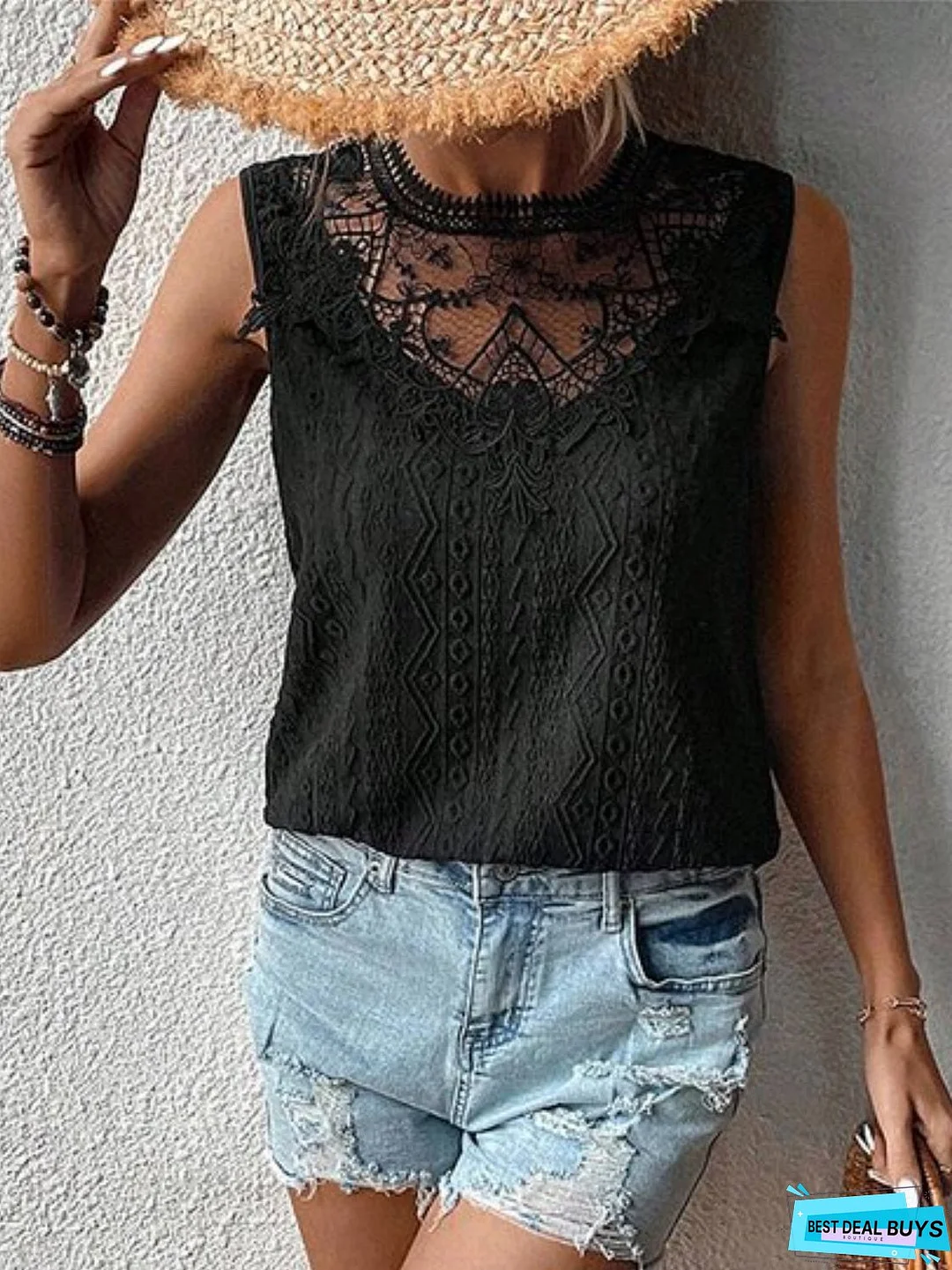 Lace Eyelet Sleeveless Top