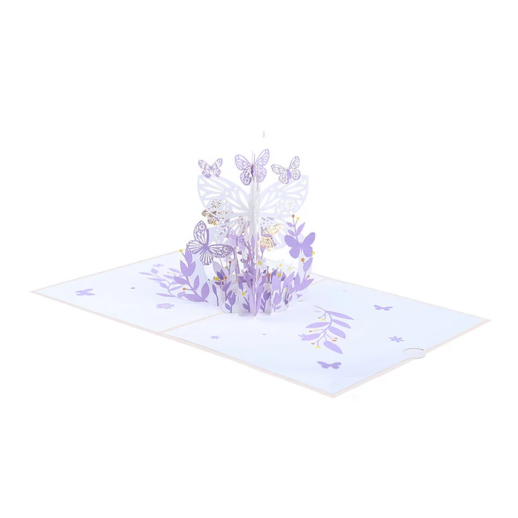 3D Pop Up Card - Valentine Day Butterfly Greeting Card 3D New Year Card for Mom (Purple)