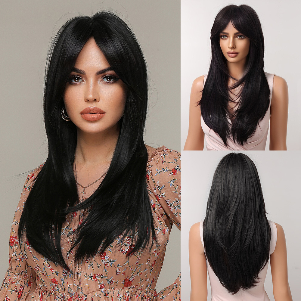 Fashion Bangs Synthetic Long Wig For Black Women