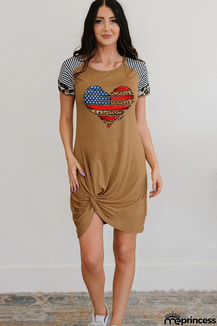 US Flag Heart Graphic Twisted Dress