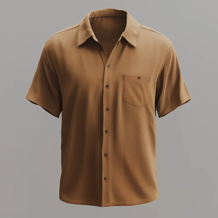 Okaywear Ice Silk Ribbed Knit Chest Pocket Short Sleeve Shirt Okaywear
