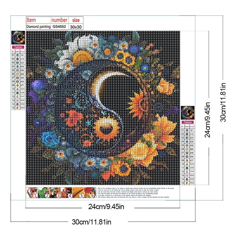 Diamond Painting - Full Round Drill - Tai Chi Diagram(Canvas|30*30cm)