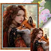 Girl And Fox - 11CT Stamped Cross Stitch - 40*50cm