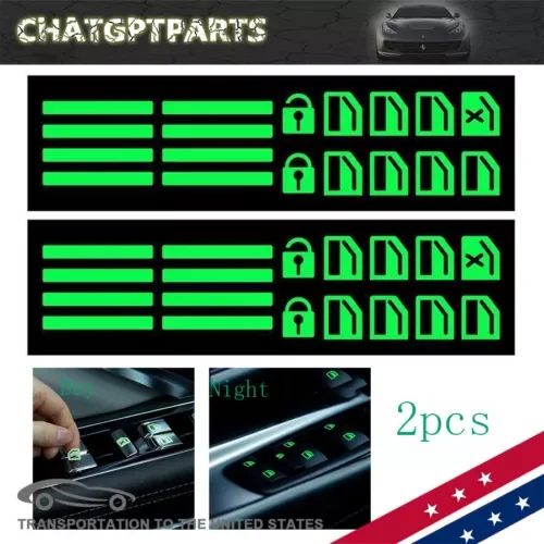 Dronehint 2x Car Sticker Car Door Window Switch Luminous Sticker Night Safety Accessories (For: Audi Sport) Parts