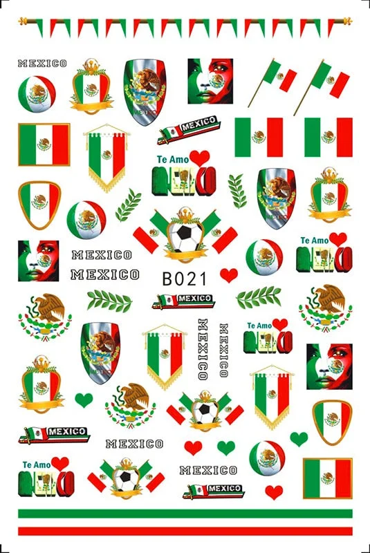 3D Flag Sport Nail Stickers for Manicure Fire Clover Decoration Decals Back Glue Designer Gymnastics Nail Art Sticker