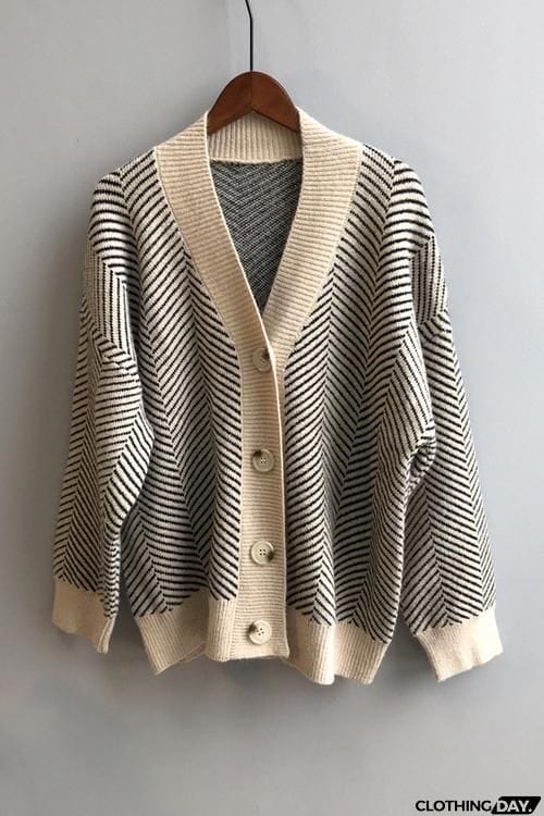 Stripe Button Cardigan