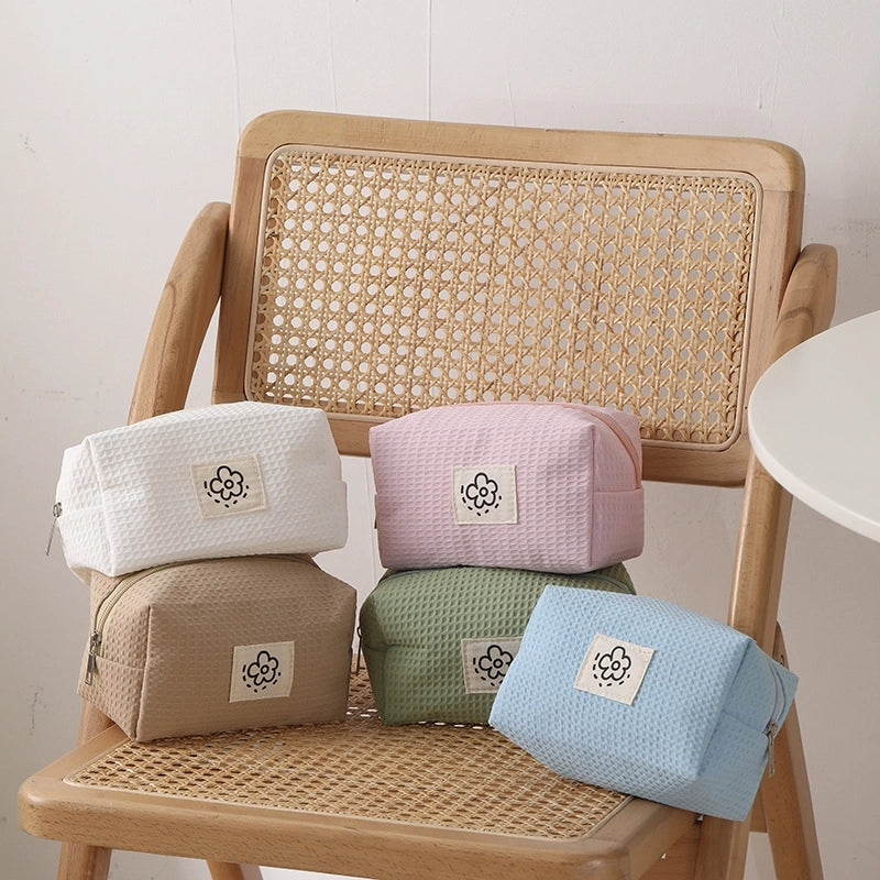 Solid Color Flower Waffle Learning Minimalist Pencil Case