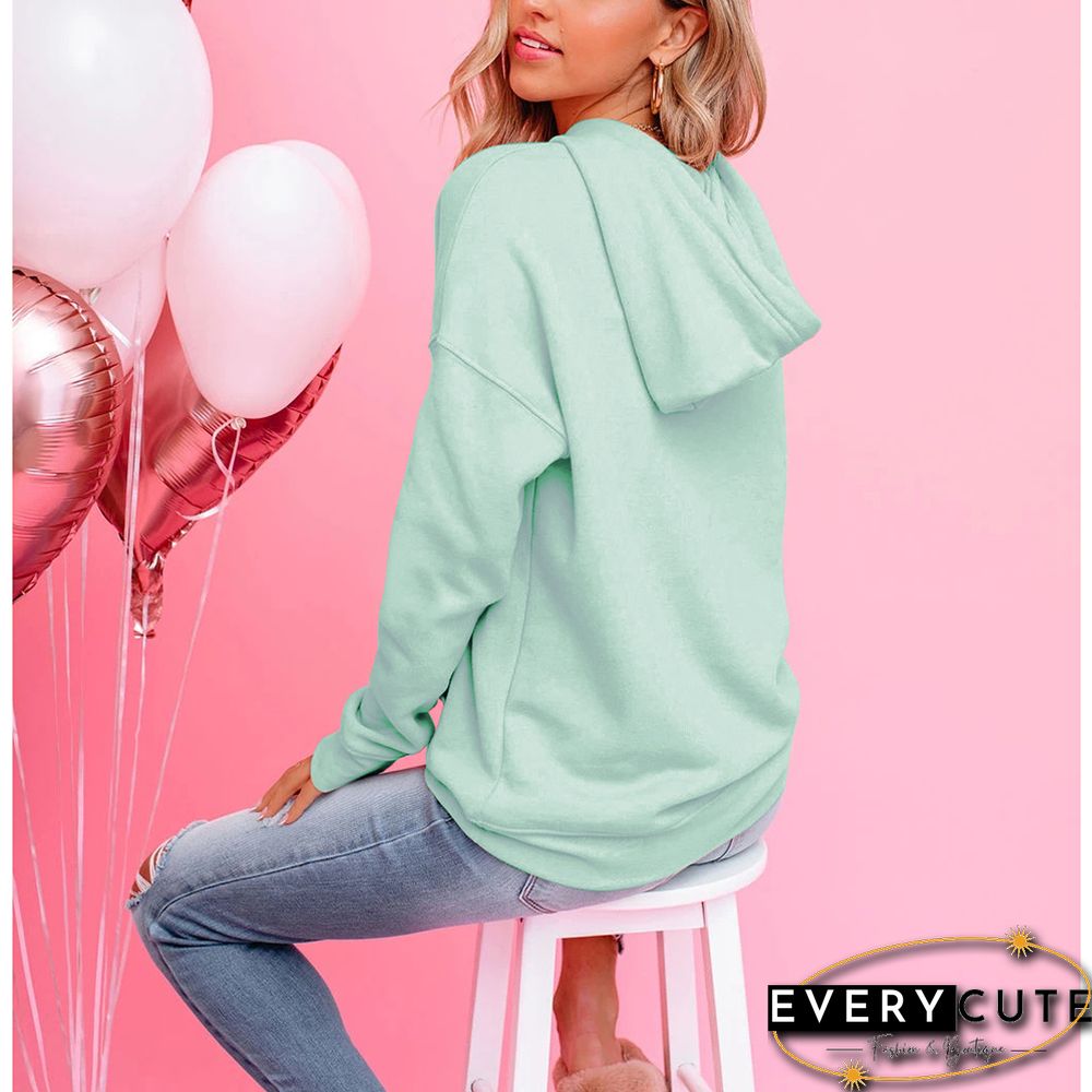 Solid Light Green Kangaroo Pocket Pullover Hoodie