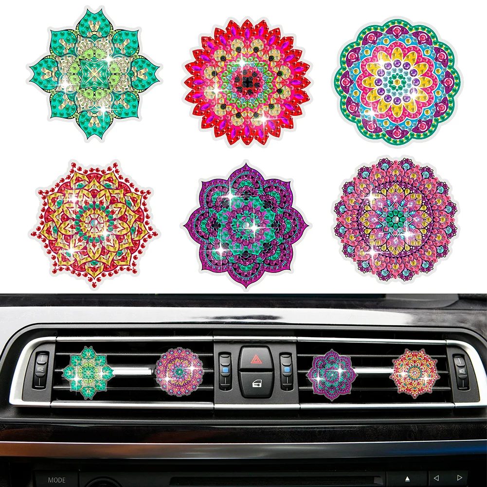 6Pcs Mandala Diamond Painting Car Air Vent Clips Car Decor for Women Girls