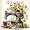 (Stamped/Counted) Retro Floral Sewing Machine - 14CT Cross Stitch 40*40cm/15.75*15.75in