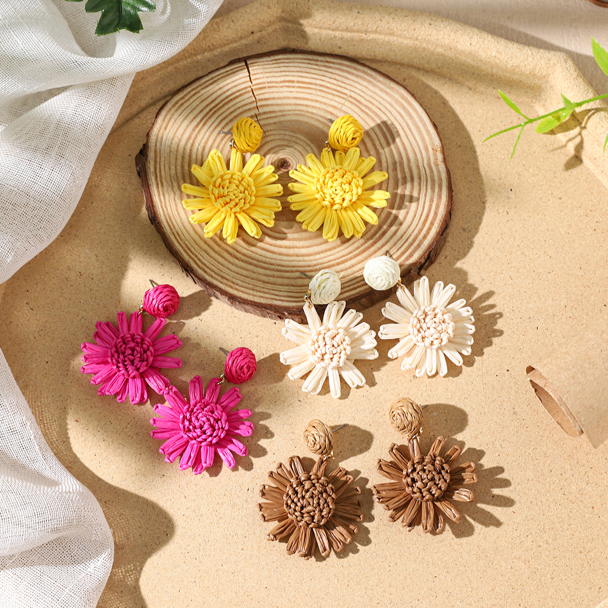 Women's Holiday Bohemian Style Raffia Hand-woven Earrings