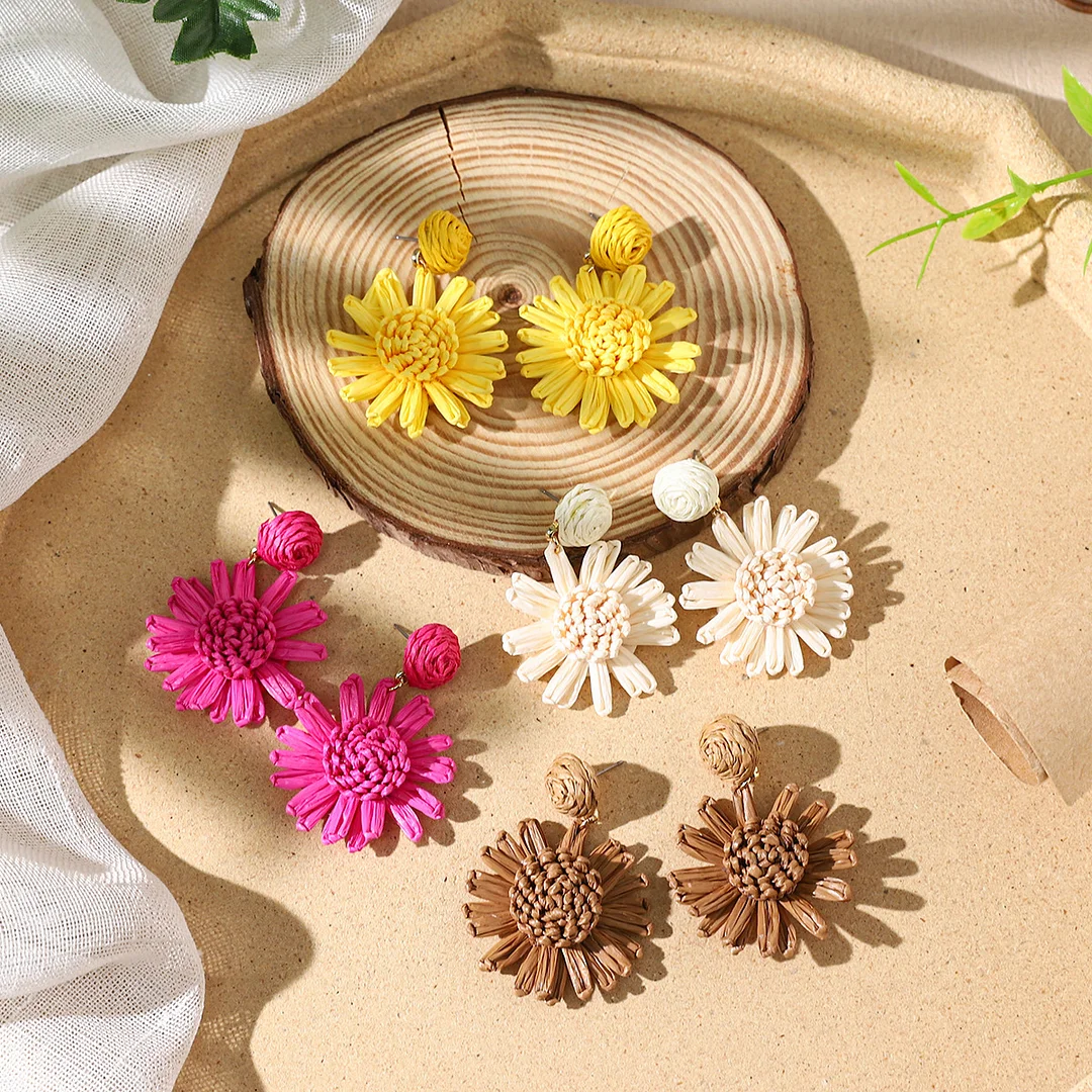 Women's Holiday Bohemian Style Raffia Hand-woven Earrings