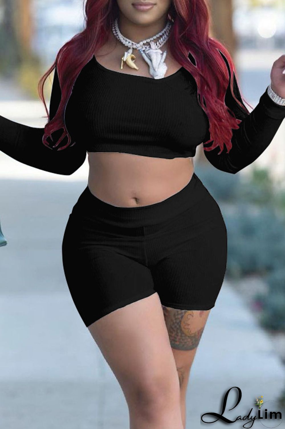 Sky Blue Casual Solid Patchwork O Neck Long Sleeve Two Pieces