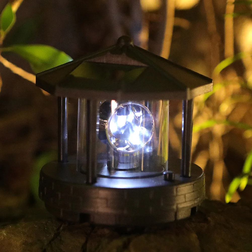 Solar LED Light Rotating Lighthouse Landscape Lamp Garden Decoration (A)