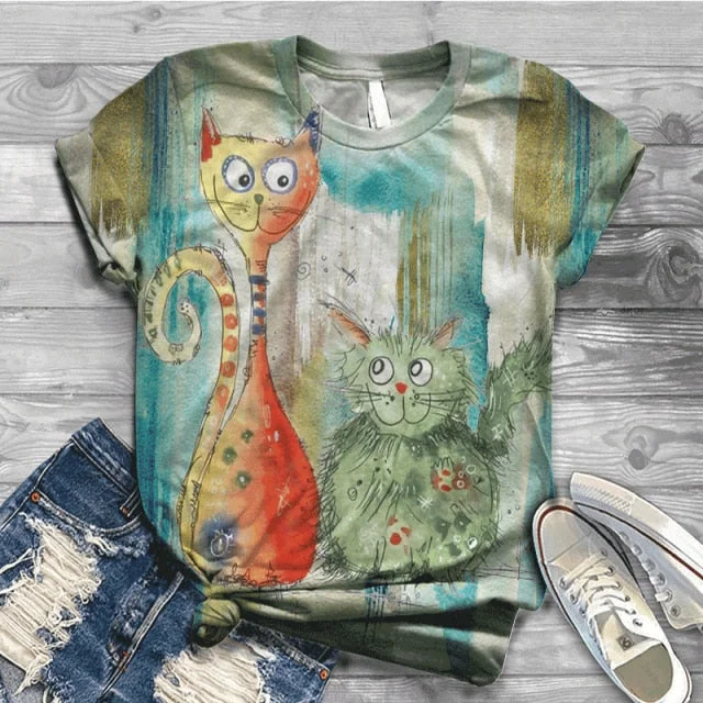 Best Cat Buddies Harajuku 3D T-Shirt (Women)