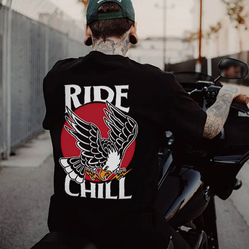 RIDE CHILL Eagle Black Print T-shirt