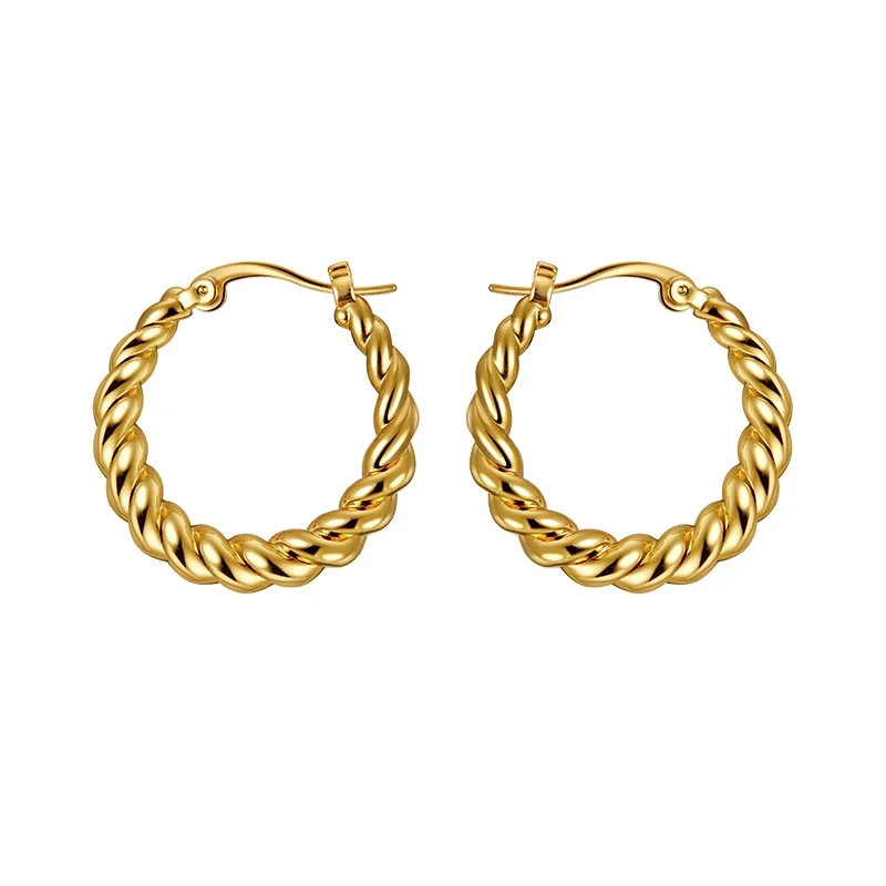 European and American Temperament Woven Twist Metal Hoop Earrings For Woman Goth Girls Simple Accessories Korean Fashion Jewelry