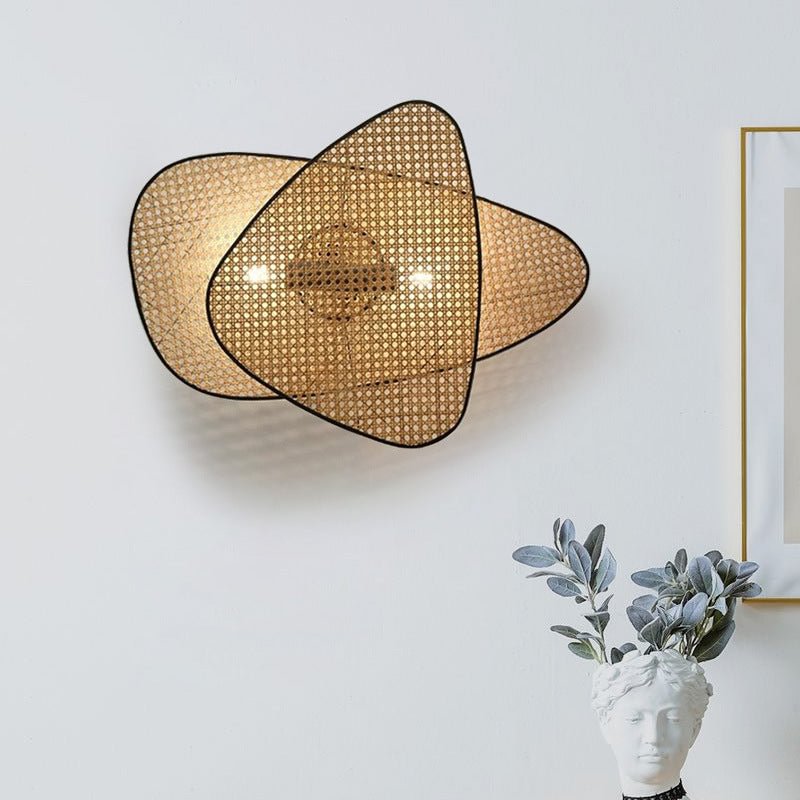 Creative Double Layer Rattan Woven Aisle Wall Lamp