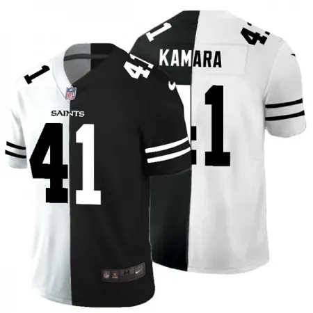 Men's New Orleans Saints #41 Alvin Kamara Black & White Split Limited Stitched Jersey