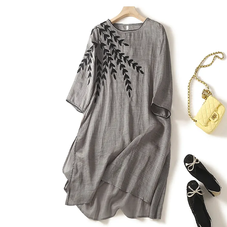 Women's Solid Color Sleeveless A-line Linen Blend Dress
