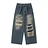 Nautinvest High Street Retro Ripped Women's Jeans Y2K American Style Loose Washed Straight Leg Wide Leg Pants Couple Pocket Mopping Pants