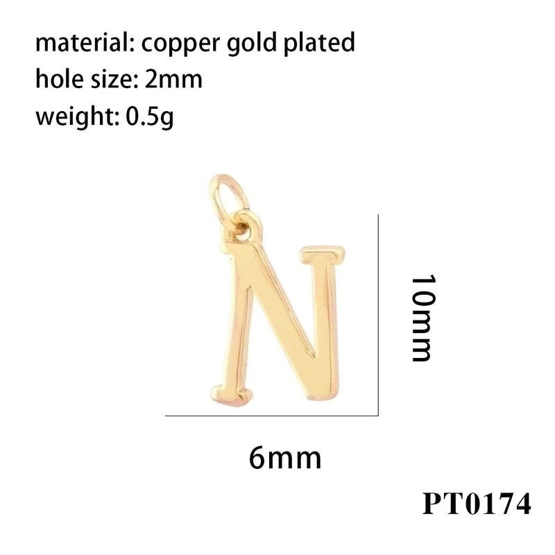 Minimalist Letter Copper Plating 18k Gold Plated Charms