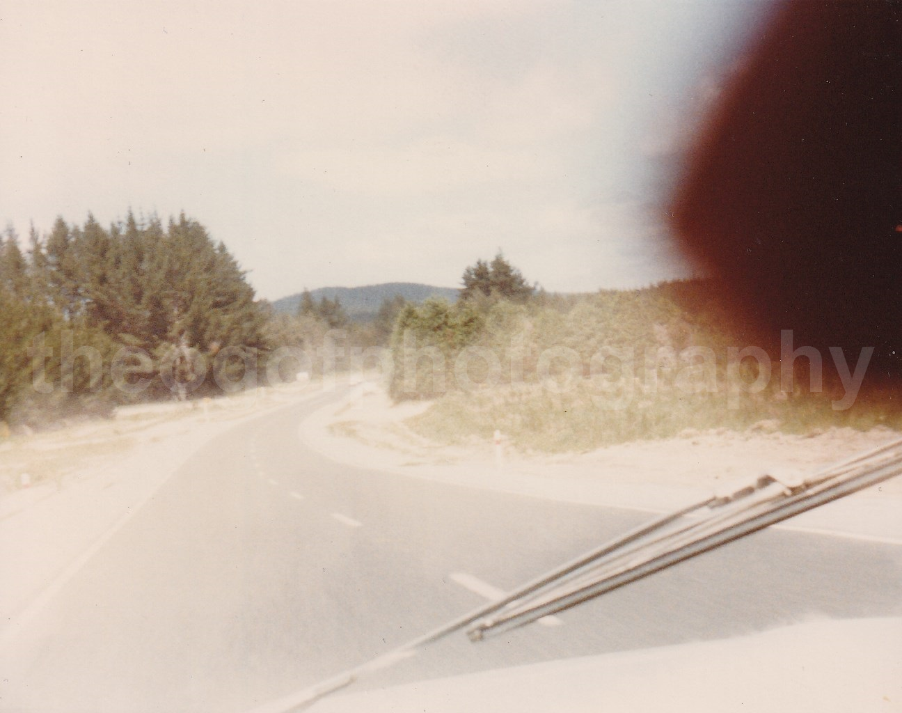 Through The Windshield FOUND Photo Poster painting Color ORIGINAL Car FINGER Snapshot 22 35