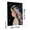 DIY Pearl Painting Long Hair Girl for Home Decor with Frame(30x40cm)