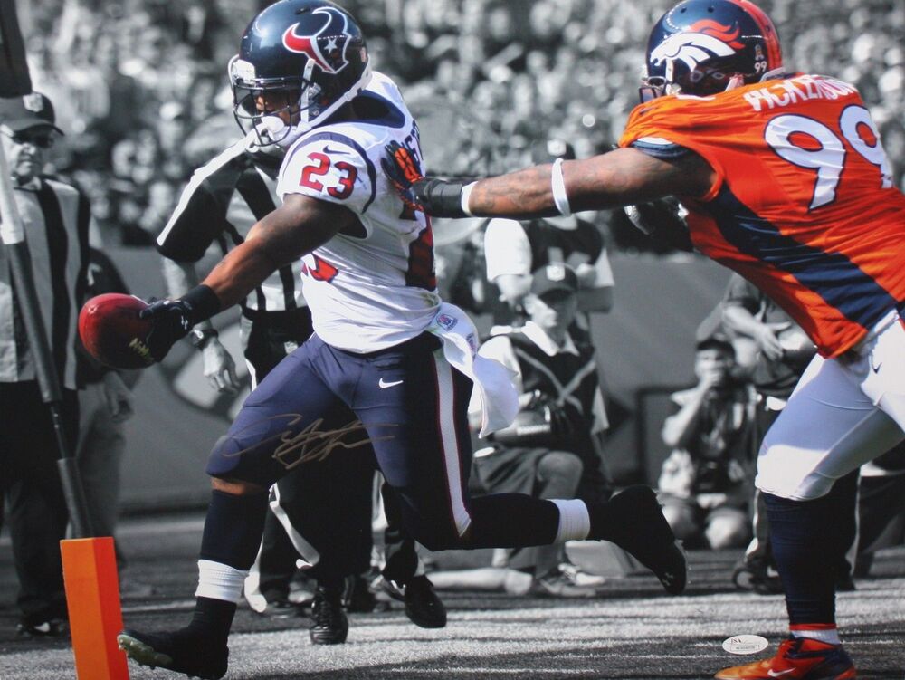 Arian Foster Autographed 16x20 B/W & Color TD Photo Poster painting- JSA W Authenticated