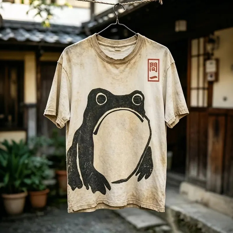 Men's Retro Frog Japanese Art Short-sleeve Shirt artswardrobe