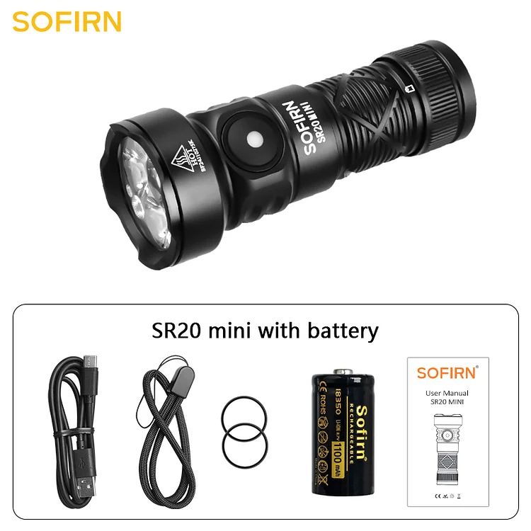 SOFIRN SR20MINI EDC Flashlight Super Bright 1200 Lumen Red and White Flashlight