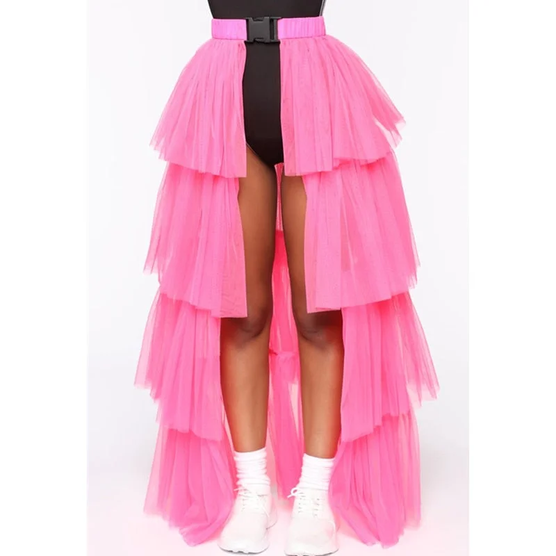 Women's Tutu Skirt Summer Mesh Tulle High Waist Tutu Bustle Skirts Dancing Skirt Ball Gown Solid Color Streetwear Ladies Skirts