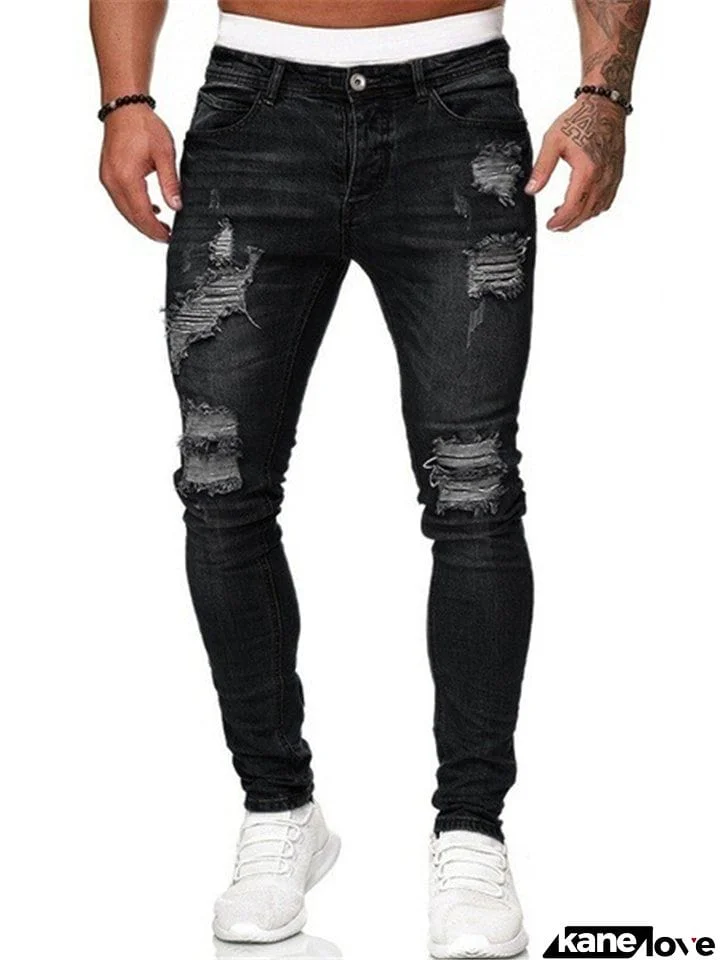 Men's Cool Fashion Slim Fit Ripped Jeans