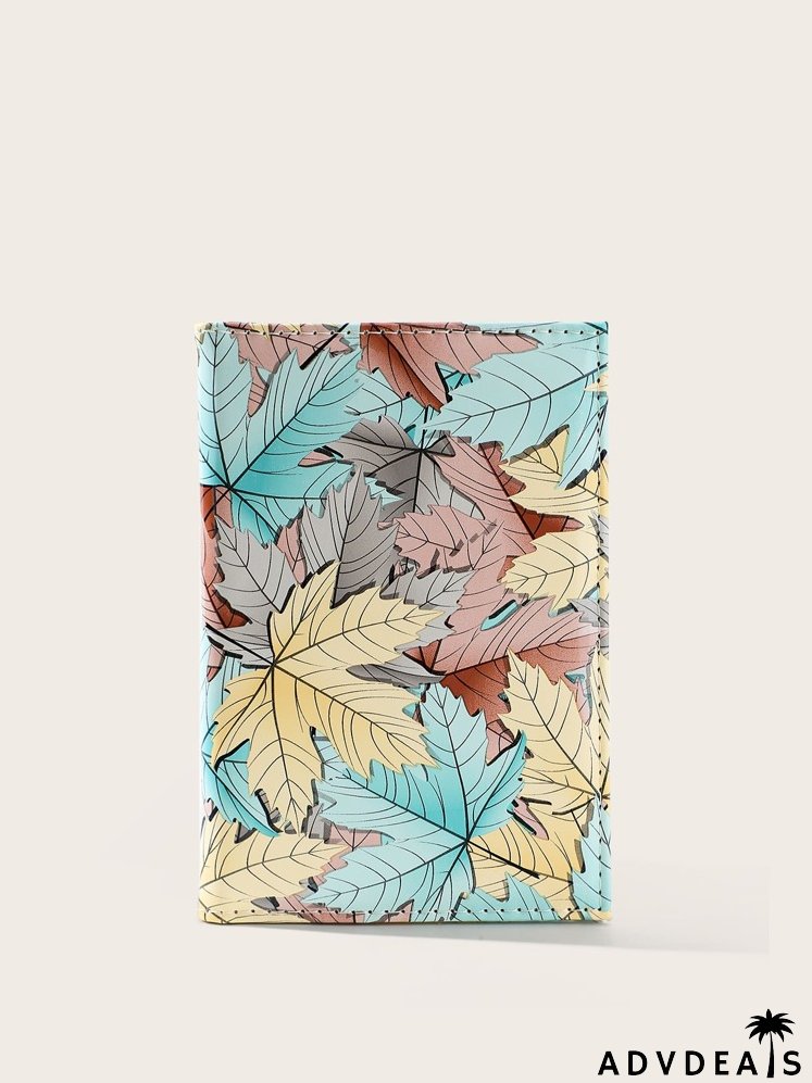 Colorblock Leaves Graphic Passport Case