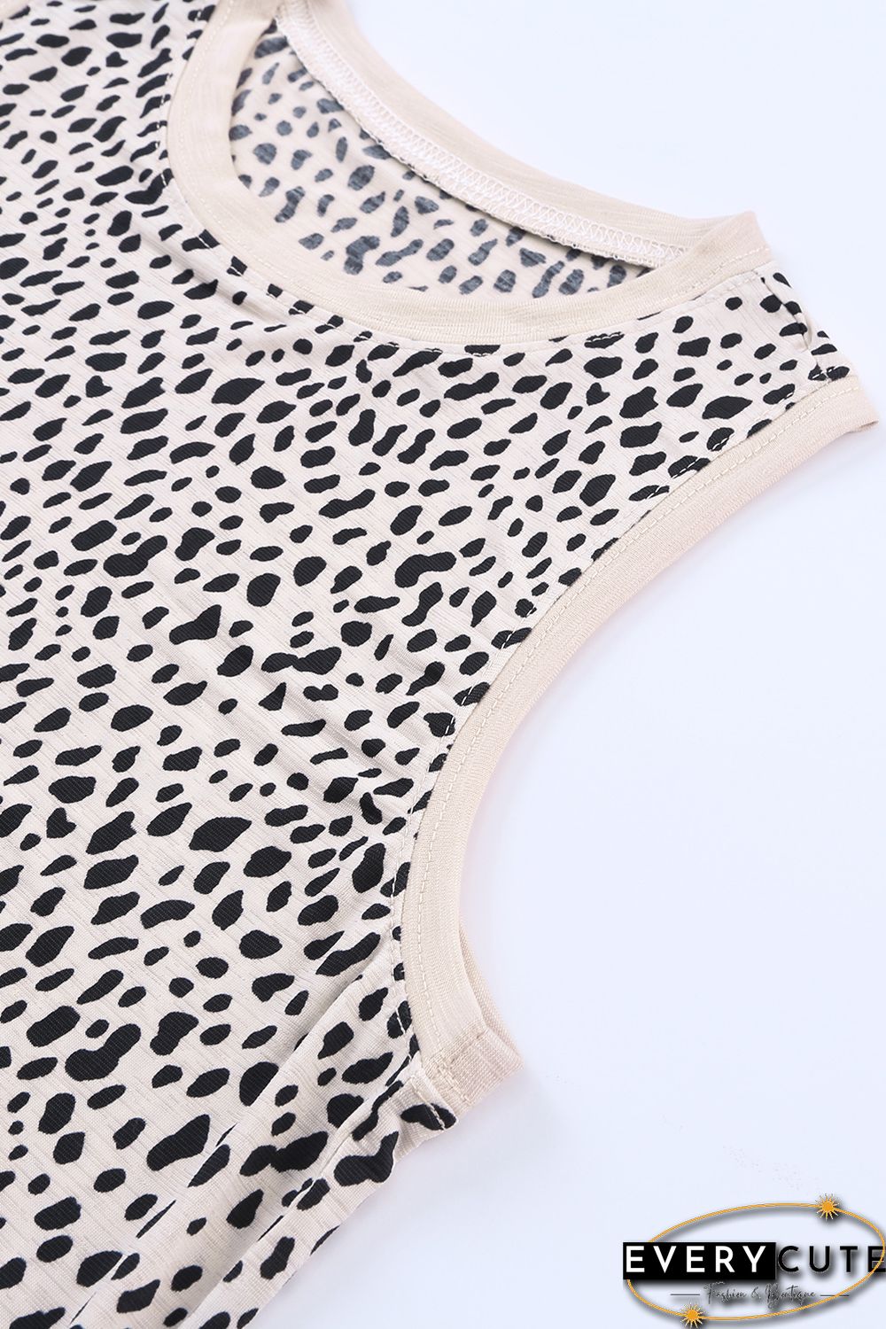 Leopard Print Round Neck Tank Top