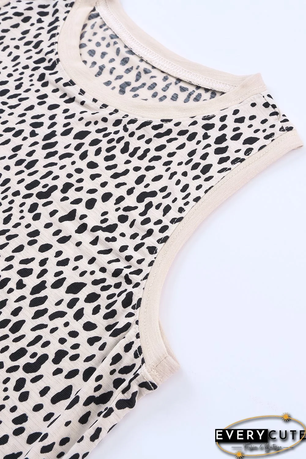 Leopard Print Round Neck Tank Top