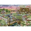(US Only)Full Embroidery Eco-cotton Thread 14CT Print Lakeside Cabin Cross Stitch 64x50cm