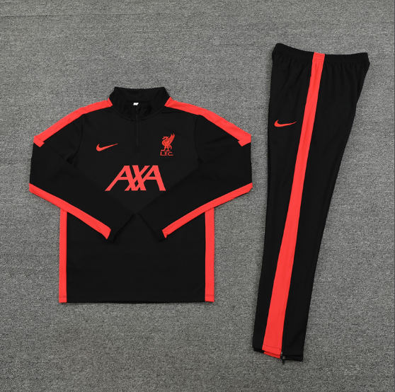 23/24 Liverpool Half-Pull Training Suit Red Black Football Jersey Set Thai Quality