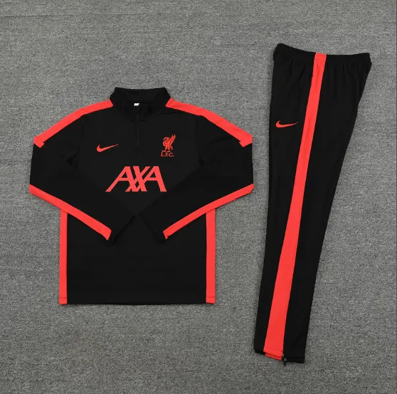 23/24 Liverpool Half-Pull Training Suit Red Black Football Jersey Set Thai Quality