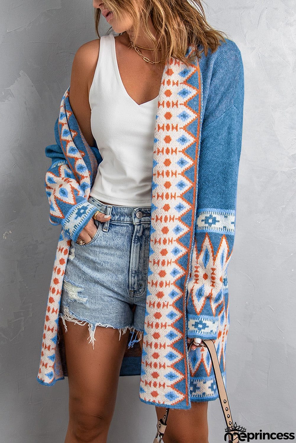 Blue Aztec Print Cardigan