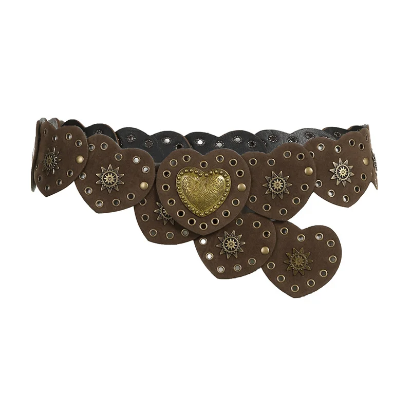 Ueong Design Love Buckle Corns Can Adjust Leather Belt 2023 New Summer Waist Accessories