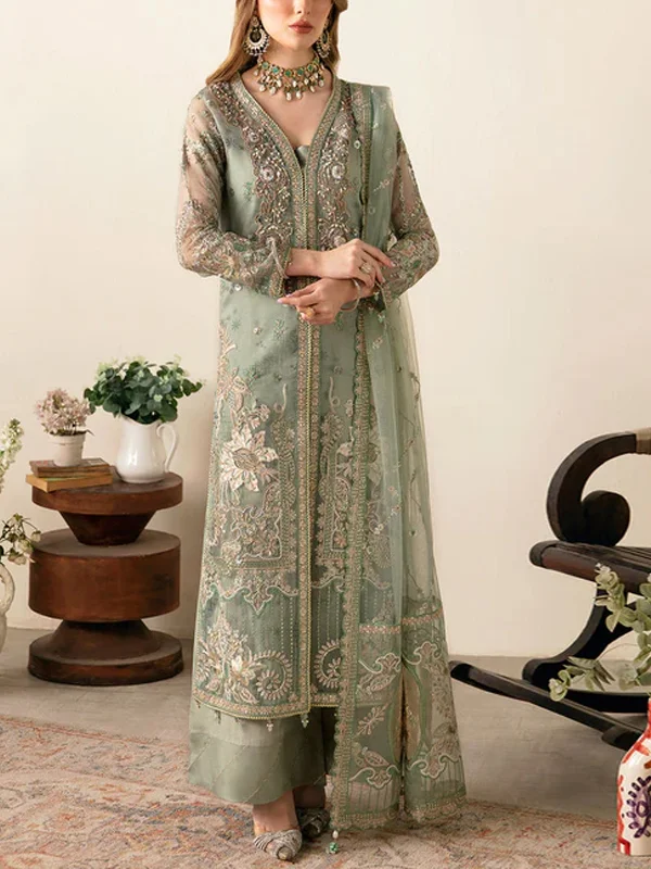 V-Neck Mesh Lace Printed Top And Pants Suit