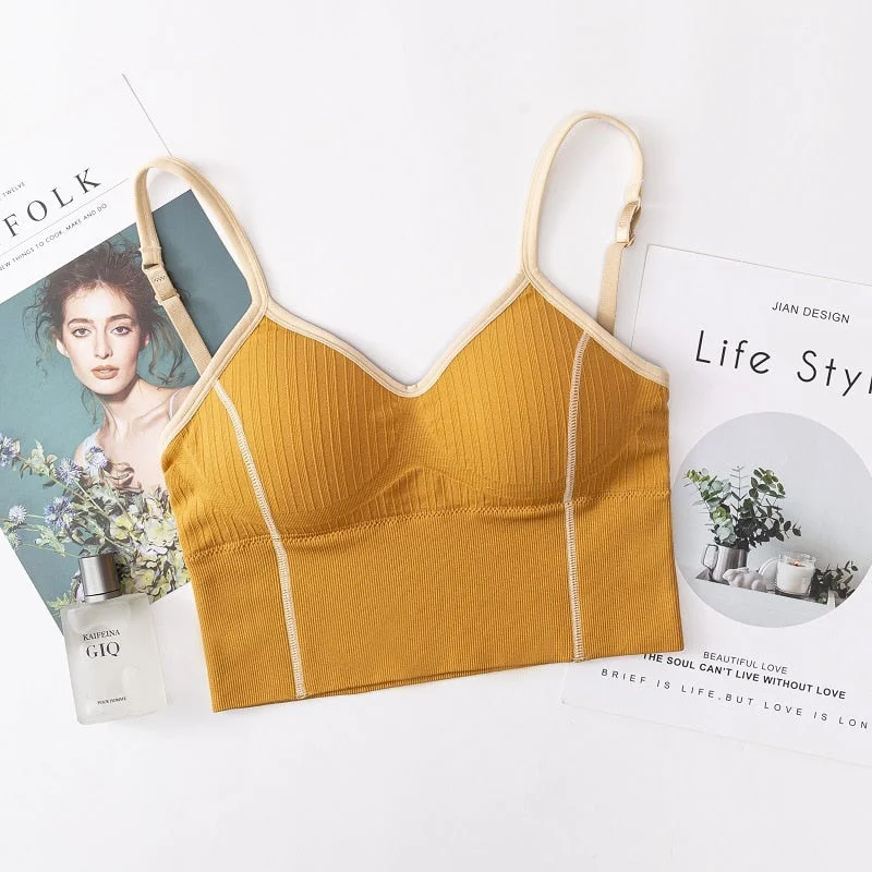 Women's Fashion Top Tube Top Bra Women's Cotton Underwear Seamless Breathable Bra Solid Color Ladies Soft Tank Up Sexy Lingerie