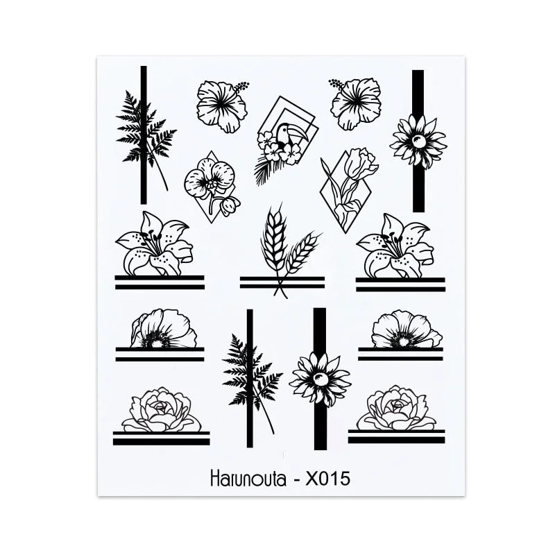 1Pc Water Decals Nail Stickers Simple Flower Leaves Transfer Decals Spring Summer Theme Floral Fruit Watermarks Decoration