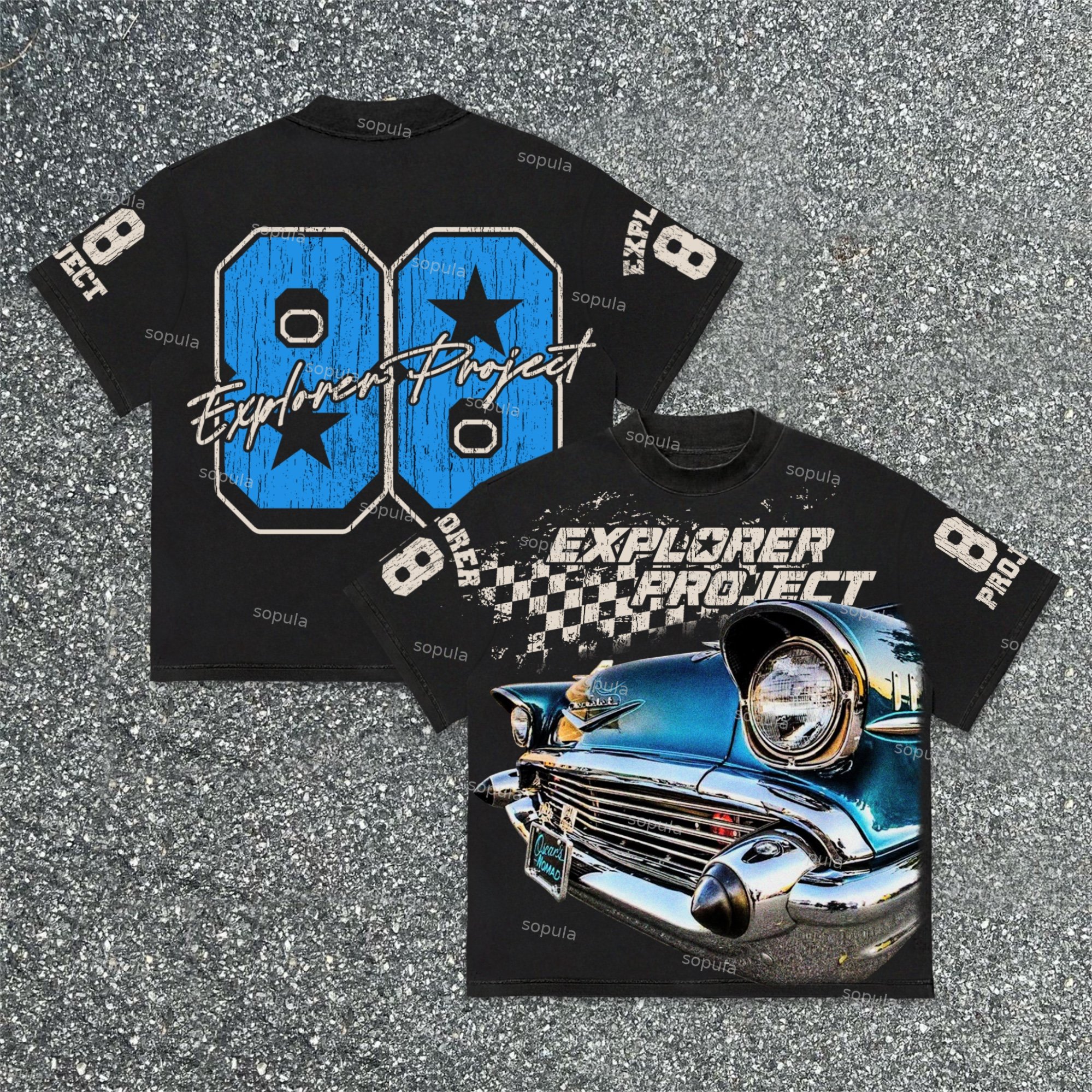 Sopula Explorer Project No 88 Sports Car Makes Old Graphics Cotton T-Shirt
